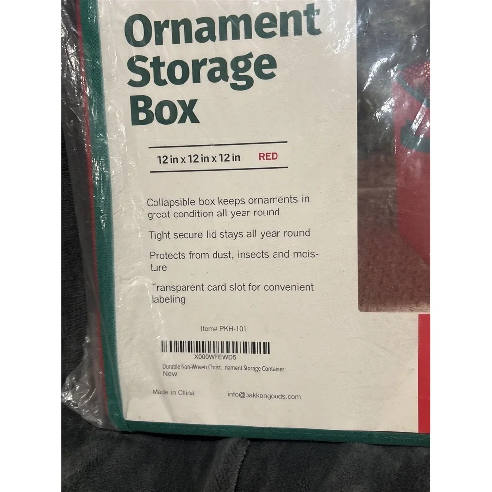 Ornament Storage Box 64‎ Section Green 12x12x12 Red Collapsible NEW